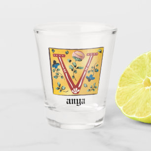 Medieval Floral Illuminated Letter/Monogram Shot Glas