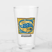 Medieval Floral Illuminated Letter S Monogram Glas (Voorkant)