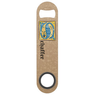 Medieval Floral Illuminated Letter S Monogram Speed Flessenopener