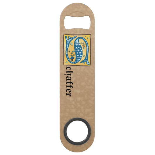 Medieval Floral Illuminated Letter S Monogram Speed Flessenopener (Voorkant)