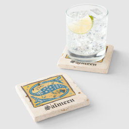 Medieval Floral Illuminated Letter S Monogram Stenen Onderzetter