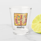 Medieval Floral Illuminated Letter W Monogram Shot Glas (Voorkant)