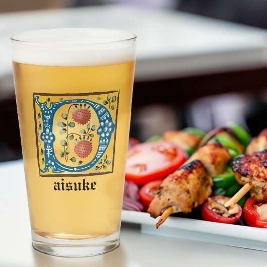 Medieval Floral, verlicht Letter D Monogram Glas