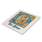 Medieval Floral, verlicht Letter D Monogram Tegeltje (Zijkant)