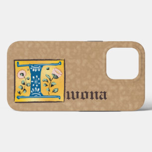 Medieval Floral, verlicht Letter I Monogram iPhone 13 Pro Hoesje