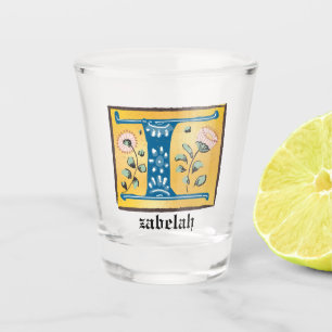 Medieval Floral, verlicht Letter I Monogram Shot Glas