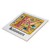 Medieval Floral, verlicht, letter K Monogram Tegeltje (Zijkant)