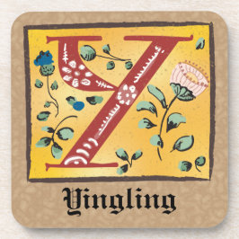 Medieval Floral, verlicht, letter Y Monogram Bier Onderzetter