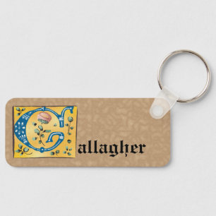 Medieval Floral, verlicht met letter G Monogram Sleutelhanger