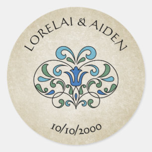 Medieval Floral Wedding Ronde Sticker