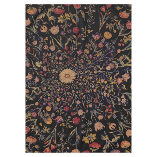 Medieval Flowers op Black Tafelkleed (Voorkant)