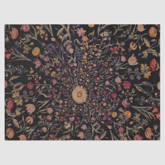 Medieval Flowers op Black Tissuepapier (Voorkant)