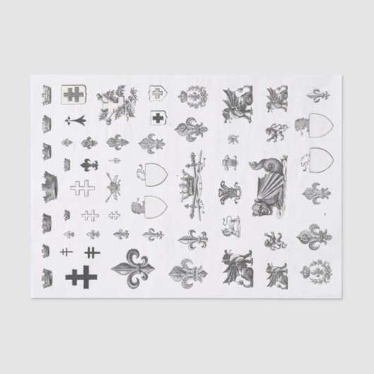 Medieval French Crown Heraldry Fleur de Lis Tissue Tissuepapier (Voorkant)