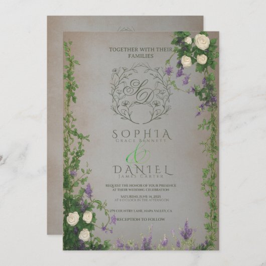 Medieval Garden Romance Wedding Invitation (Devant / Derrière)