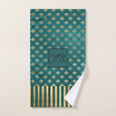 Medieval Gold Armor Blauwgroen Elegant Pattern Mon Bad Handdoek (Handdoek)