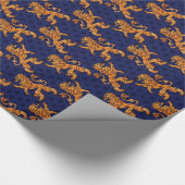 Medieval Gold Lion Blue Fleur de Lis Cadeaupapier (Hoek)