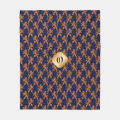 Medieval Gold Lion Blue Fleur de Lis Fleece Deken (Voorkant)