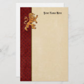 Medieval Gold Lion Red Fleur de Lis Briefpapier (Voorkant / Achterkant)