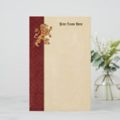 Medieval Gold Lion Red Fleur de Lis Briefpapier (Staand voorkant)