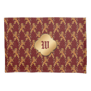 Medieval Gold Lion Red Fleur de Lis Kussensloop