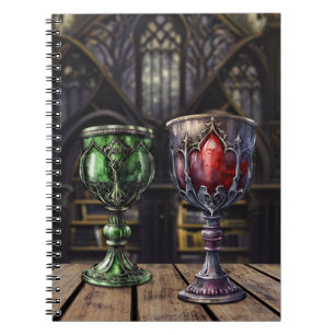 Medieval Gothic Green Red Goblet Castle Library Notitieboek