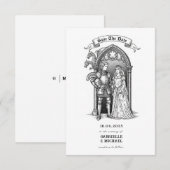 Medieval Gothic Knight Bride Groom Save The Date (Voorkant / Achterkant)