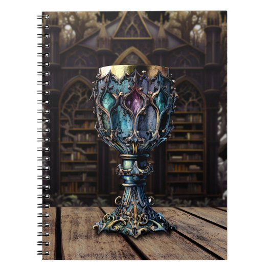 Medieval gothic Paars Blue Goblet Castle Library Notitieboek (Voorkant)
