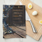 Medieval gothic Paars Blue Goblet Castle Library Theedoek (Quarter Fold)