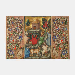 MEDIEVAL GRAPE VINEYARD HARVEST Antiek Grapevine Deurmat