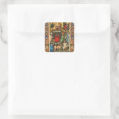 MEDIEVAL GRAPE VINEYARD HARVEST Antiek Grapevine Vierkante Sticker (Tas)