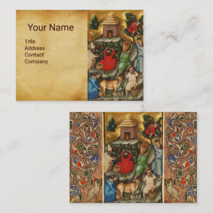 MEDIEVAL GRAPE VINEYARD HARVEST Antiek Grapevine Visitekaartje