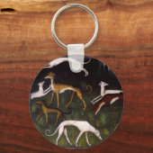 Medieval Greyhounds in de diepe Bossen Sleutelhanger (Voorkant)