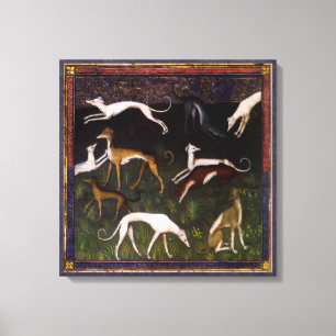 Medieval Greyhounds in het bos Canvas Afdruk