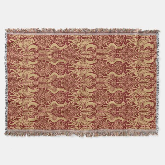 medieval Griffin en pacock patroon Deken (Voorkant)