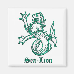 Medieval Heraldry Zee-lion Magneet
