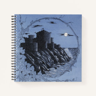 Medieval kasteel in blauw notitieboek