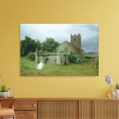 Medieval kerk en kerkhof canvas afdruk (Insitu (Woonkamer))