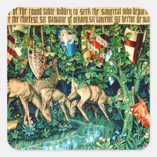 Medieval King Arthur William Morris Vierkante Sticker (Voorkant)