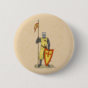 Medieval Knight begin 13e eeuw Ronde Button 5,7 Cm
