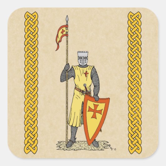 Medieval Knight Early 13th Century Vierkante Sticker (Voorkant)