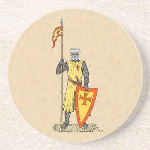 Medieval Knight Early 13th Century Zandsteen Onderzetter