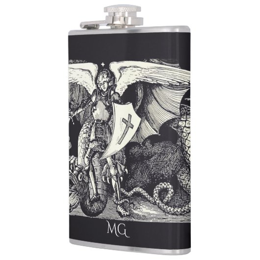 Medieval Knight en Dragon Black en White Heupfles (Links)