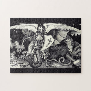 Medieval Knight en Dragon Legpuzzel