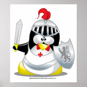 Medieval Knight Penguin Poster