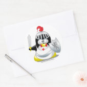 Medieval Knight Penguin Ronde Sticker (Envelop)