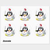 Medieval Knight Penguin Ronde Sticker (Vel)