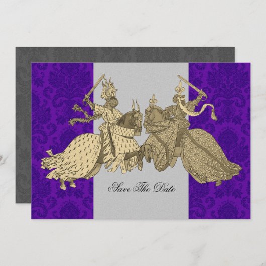 Medieval Knight Save the Date Cards (Voorkant / Achterkant)
