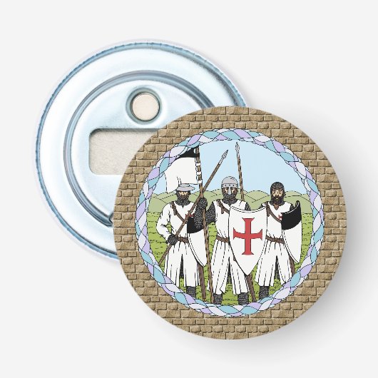 Medieval Knight Templar Button Flesopener (Voorkant)