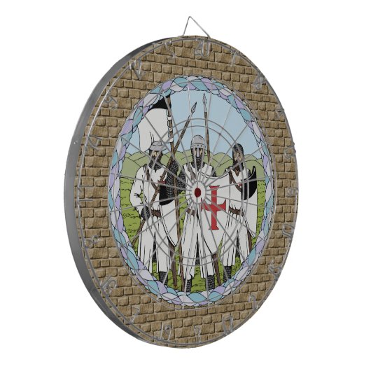 Medieval Knight Templar Dartbord (Voorkant Links)