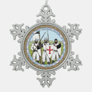 Medieval Knight Templar Tin Sneeuwvlok Ornament